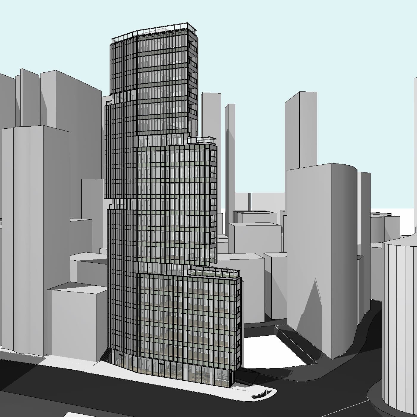 Stacked Tower Archicad 3D view before AI rendering