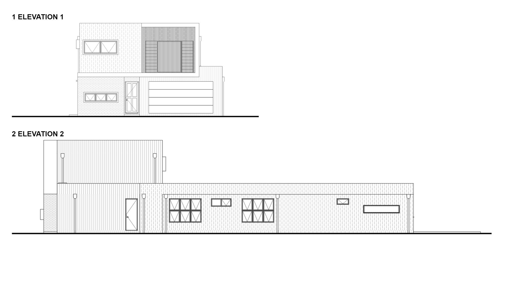 Two Archicad elevations captured from a layout